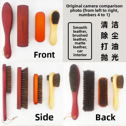 Soft Bristle Horse Hair Brush Shoe Cleaner Stain Remover for Velvet Matte Leather Dusting And Polishing