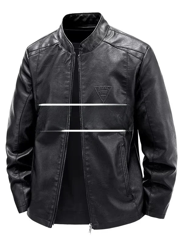 Ning Genuine Leather Jacket Men's Stand Collar Thickened Slim Fit Casual Trendy Motorcycle Clothes Outerwear
