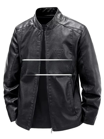 Ning Genuine Leather Jacket Men's Stand Collar Thickened Slim Fit Casual Trendy Motorcycle Clothes Outerwear