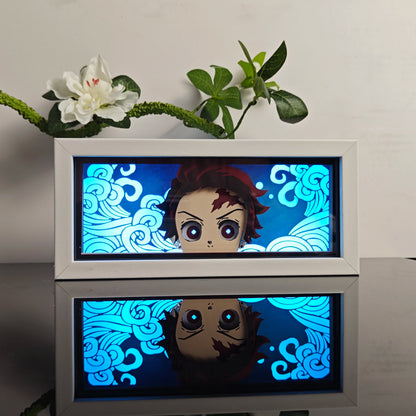 Anime Paper Carved Lamp Cute Figure 3D Paper Led Color Light Box Room Decoration Collect Night Light Gifts