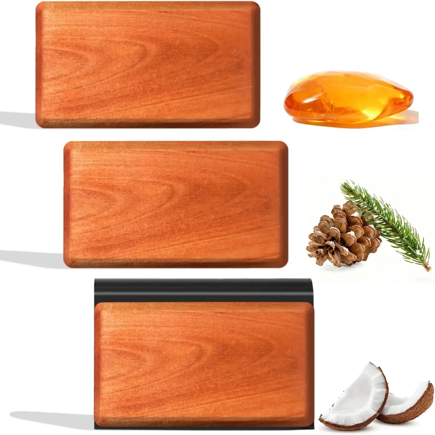 Car Air Freshener Starter Kit Wood Air Freshener Car Odor Eliminator Visor Clip Long-Lasting Variety 3 Refill Amber-Cabana-Pine