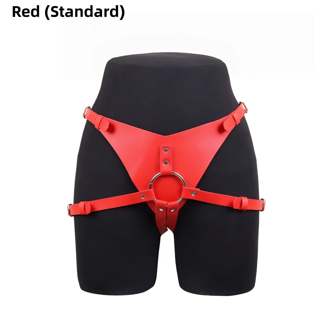 Wearable Strap On Dildo Harness Pants PU Leather Adjustable Pegging Harness Belt BDSM Bondage Underwear Sex Toy for Women Men