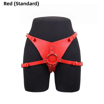 Wearable Strap On Dildo Harness Pants PU Leather Adjustable Pegging Harness Belt BDSM Bondage Underwear Sex Toy for Women Men