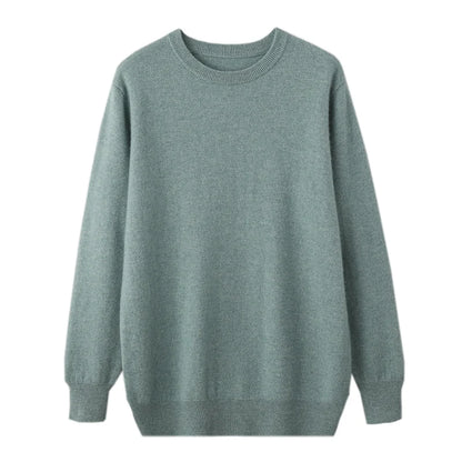 2025 100% Pure Merino Wool Men's Round Neck Pullover Solid Color Plus Size Casual Sweater Autumn And Winter Sports Cashmere Top