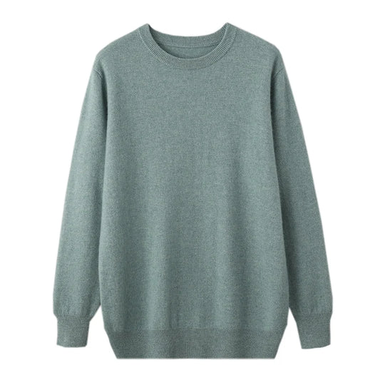 2025 100% Pure Merino Wool Men's Round Neck Pullover Solid Color Plus Size Casual Sweater Autumn And Winter Sports Cashmere Top