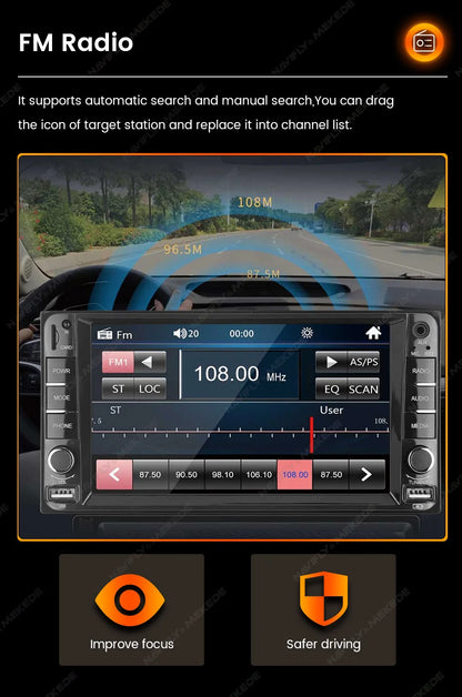 MEKEDE 2din MP5 Car Radio Universal Multimedia 7 inch HD Touch Screen Wired Carplay Android Auto BT USB FM Radio Stereo Audio