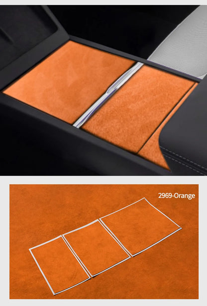 For Tesla Model 3 (2024-) Model Y(2025-) Center Console Panel Trim Sticker Anti Scratch Car Interior Accessory Made of Alcantara