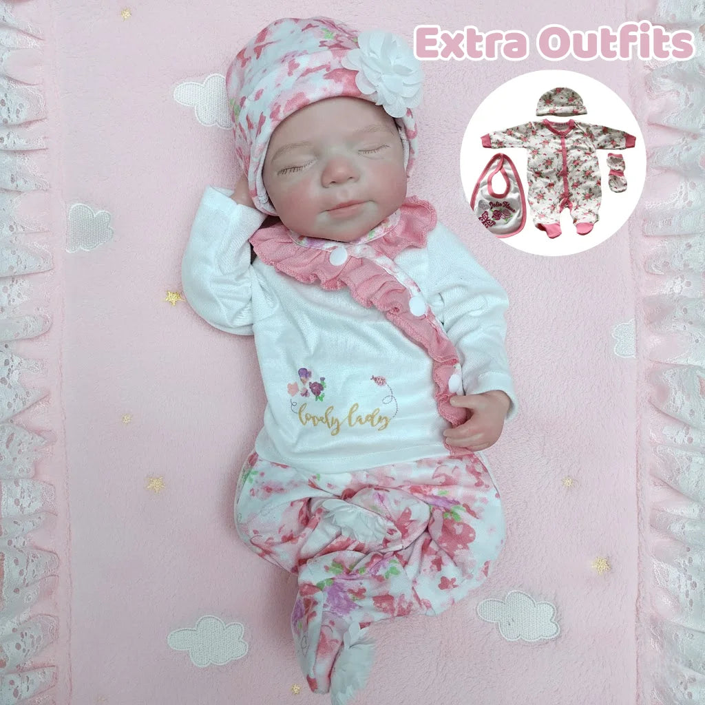 1PC / 2 Outfits 18Inch Open Mouth Pascale Soft Silicone Bebe Reborn Girl Doll With Painted Skin Washable bebe reborn de silicona