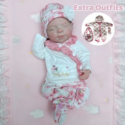 1PC / 2 Outfits 18Inch Open Mouth Pascale Soft Silicone Bebe Reborn Girl Doll With Painted Skin Washable bebe reborn de silicona