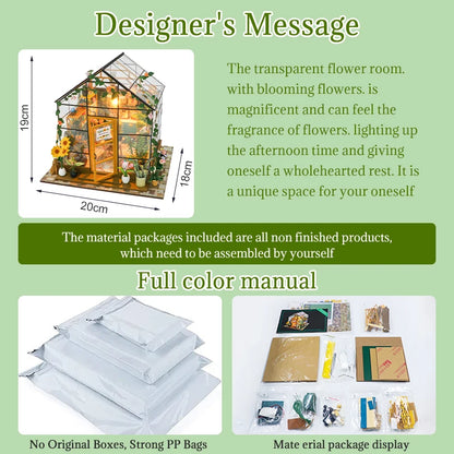 Mini DIY DollHouses Kit Flower House Handmade 3D Puzzle Assembly Building Toys Home Bedroom Decoration With Furniture Doll House