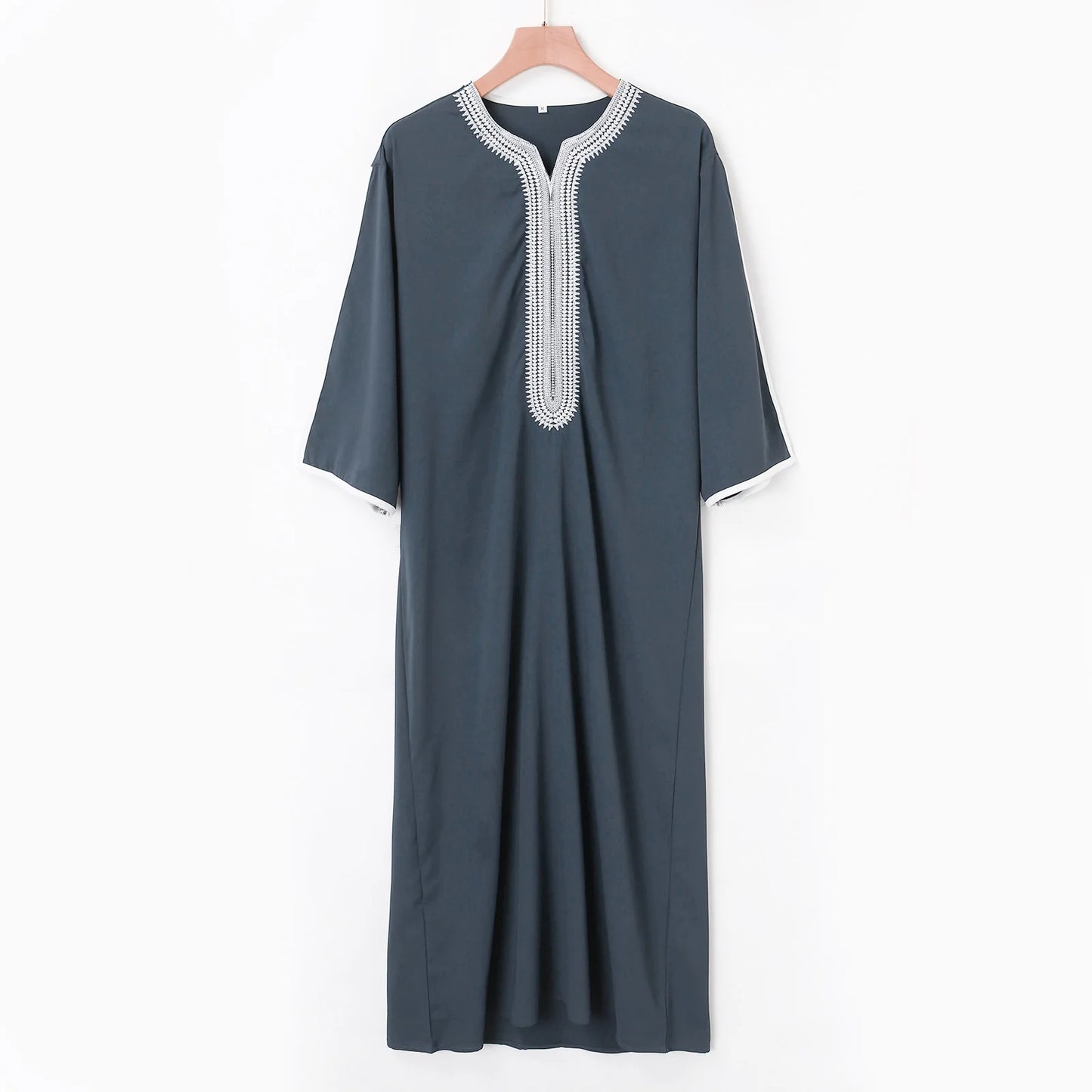 Arab men's short sleeve book printed robe Long Muslim robe Islamic Kamiz Thobe oversized clothing