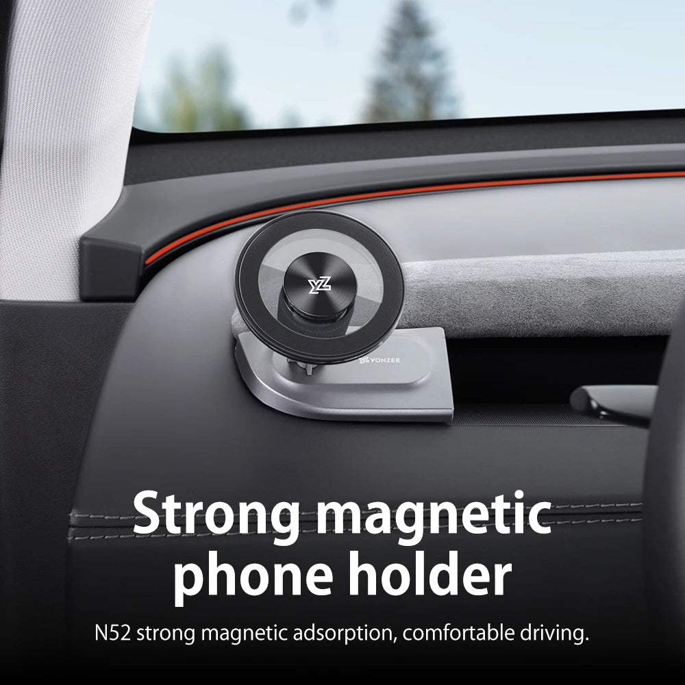 YZ Car Phone Mount 360° Magnetic for Tesla Model Y YL Model 3 Highland Juniper 2026 Foldable Dashboard Phone Stand Accessories
