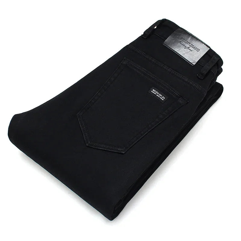 Spring Autumn New Stylish Men's Classic Black Jeans Stretch Slim Comfortable Fashion Business Casual Denim Pants Male Trousers