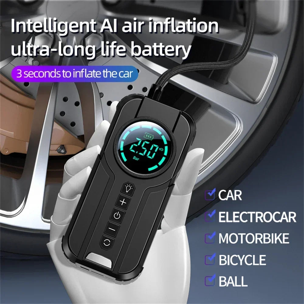 All In One Portable Charger Power Bank  Professional Car Battery Starter - Emergency Car Jump Starter With 150PSI Inflation Pump