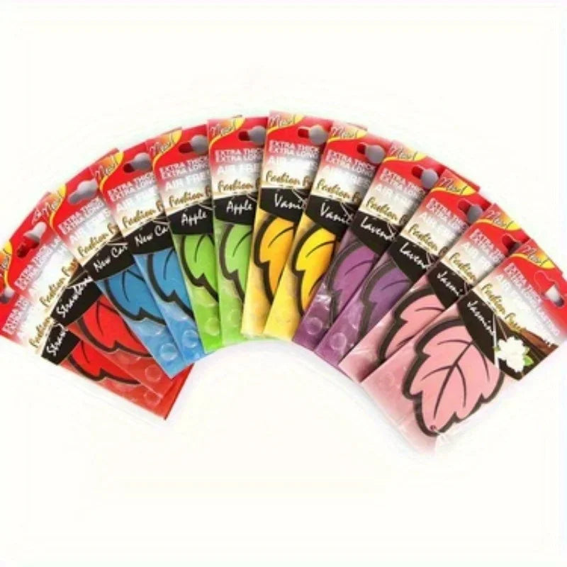 6/12/18/24/48/60pcs Leaf Shape Car Air Freshener Natural Tea Paper Auto Hanging Vanilla Perfume Fragrance Accessories Interior