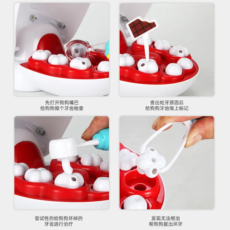 Children Simulation Dog Tooth Extraction Pretend Play Medica Doctor Toy Filling Pet Dentist Care Toy Set For Kids Birthday Gifts