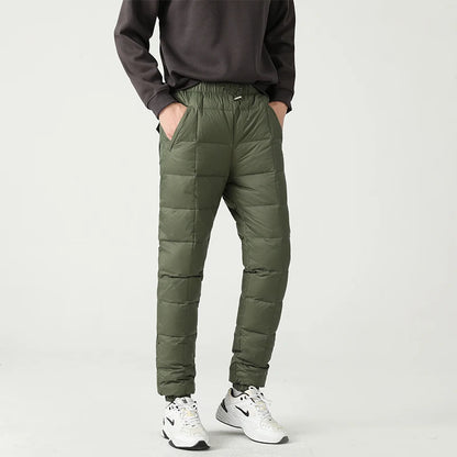 Goose Ancestor Men's down Pants High Waist Thickened Snowboarding Pants White Goose down Outerwear Casual Long Pants