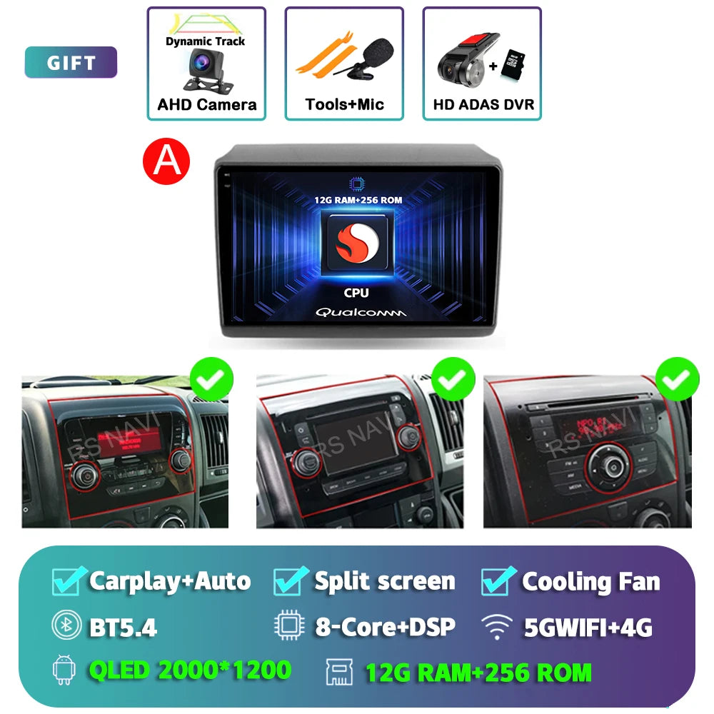 Android 15 For Fiat Ducato Peugeot Boxer Citroen Jumper 2006-2022 2K QLED Android Car Radio Multimedia stereo Player GPS CarPlay