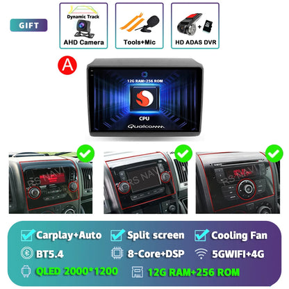 Android 15 For Fiat Ducato Peugeot Boxer Citroen Jumper 2006-2022 2K QLED Android Car Radio Multimedia stereo Player GPS CarPlay