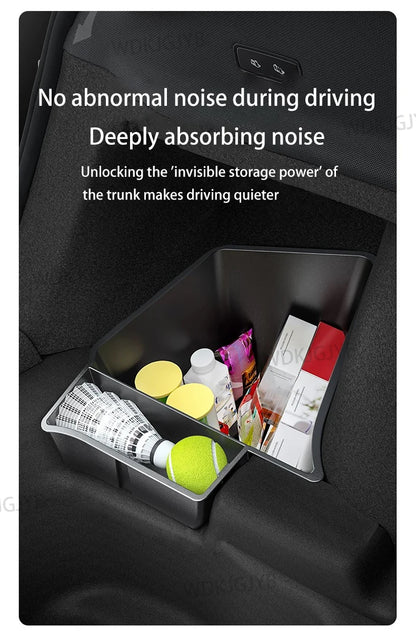 For Tesla Model Y Juniper 2025 Trunk Organizer Side Storage Box Boot Organizer TPE Storage Bin Anti-dirty Car Travel Accessories