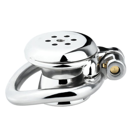 FRRK 268 Flat Button Sissies Male Chastity Cage, 240 Steel Urethral Inverted Chastity Belt, Slave Man Sex Toy Anti-Cheating