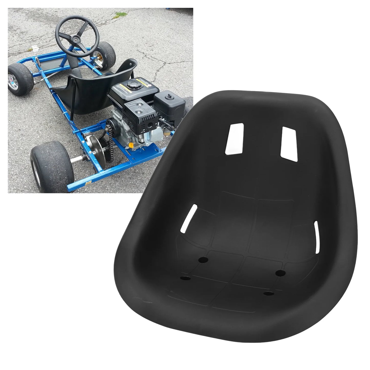 Ergonomic Seat Backrest Saddle ABS Heavy Duty Shockproof Comfortable Universal Fit for Go Kart Drift Balance Bike Modification