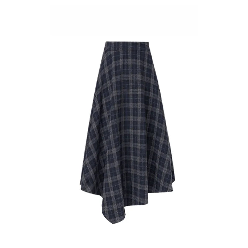 Autumn Winter Fashion Loose Slimming Splice Knitted Sweater High Waist A-Line  Skirt Set Women's plus Size Clothing