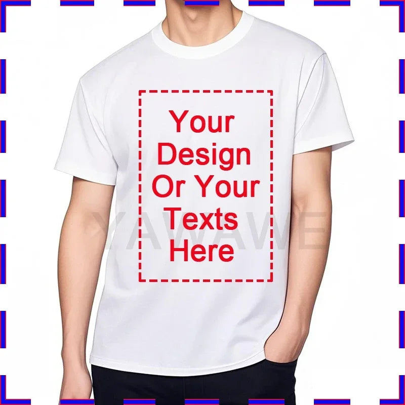 Personalized Men T-Shirt Your Design Here Black Cotton Summer Top Fashion Birthday Present Your Design Here High Quality Tees
