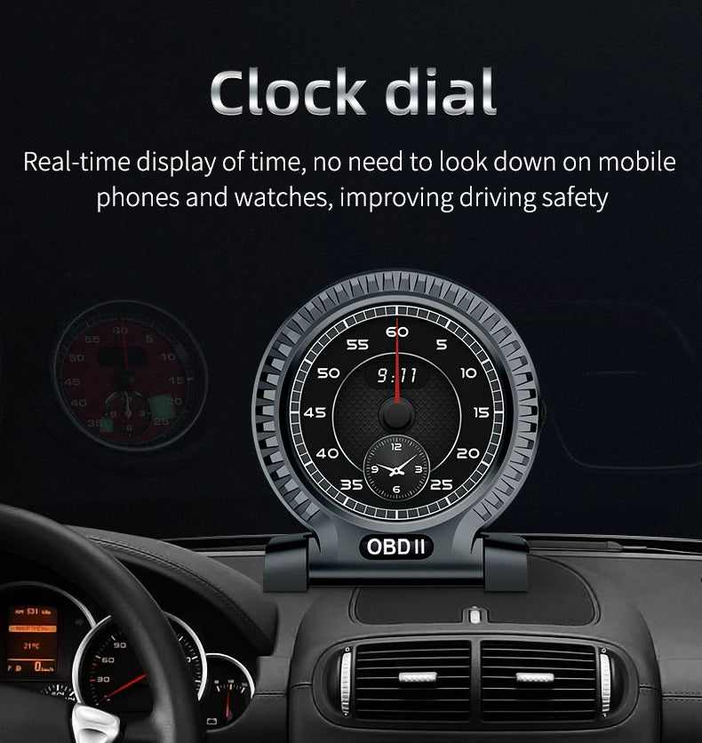 KWHUD HUD Head Up Display on Board Computer OBD2 Display Car Digital Speedometer Tacho Clock Oil Temperature Meters Turbo Gauges