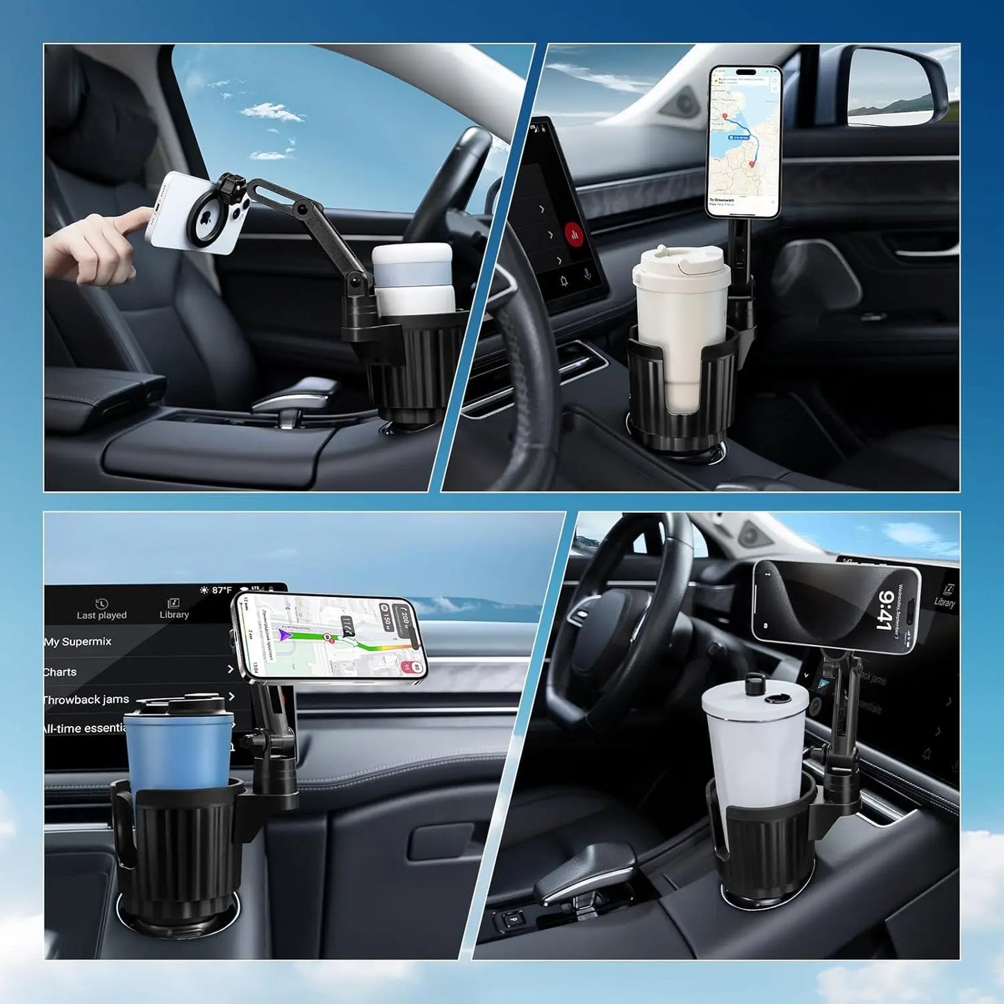 Magnetic Cup Holder Phone Mount, Compatible with MagSafe, 4.1" Base Adjustable Height Car Cup Holder Secure Fit for Car or SUV