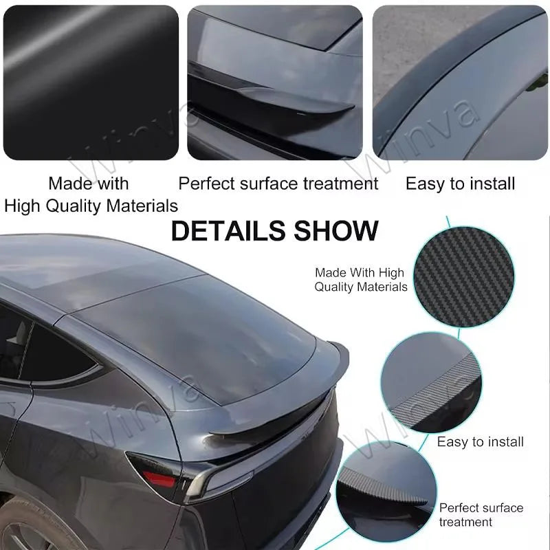 For Tesla Model Y Juniper 2025 2026 Spoiler High Performance Trunk Wings Matte ABS Carbon Pattern Tail Car Modified Accessories