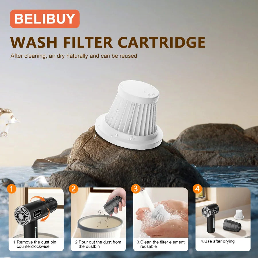 Mini Lightweight Wireless Car Vacuum Cleaner Portable Rechargeable Cleaning Tool Efficient Dust Removal Low Noise Design Practical Gadget For Travel Use Car Care And Daily Household Sanitation Maintenance Cleaning Work