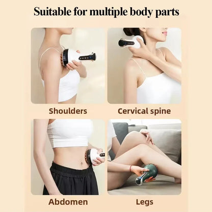 Portable Cupping Guasha Massager USB Rechargeable - Adjustable Intensity Hot Compress for Abdomen Arm Leg Deep Tissue Massage