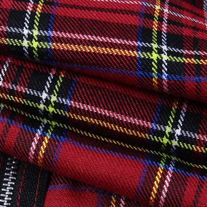 Women T-shirt Plaid Punk Streetwear Zipper Chain Plaid Female Goth Retro Hi Hop Camis Top Gothic Chic Sexy Crop Tops