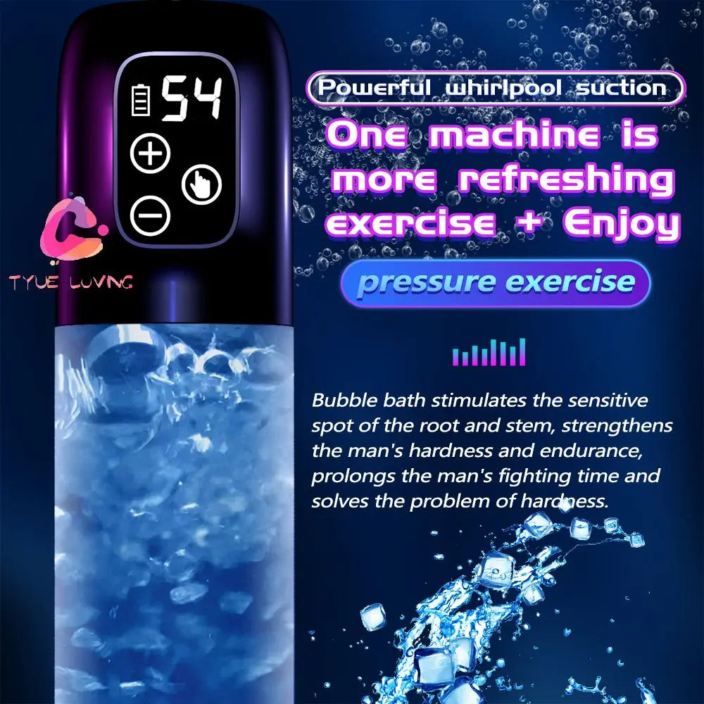 Automatic Electric Penis Pump Male Enlargement Erection Trainer Rechargeable Smart LCD Display IPX7 Waterproof Vacuum Device