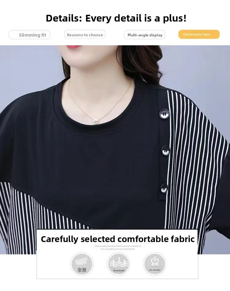 Summer New Style Women's Sporty Casual Short Sleeve TT Shirt Set Large Size Two-Piece Fashionable Korean Trendy Outfit