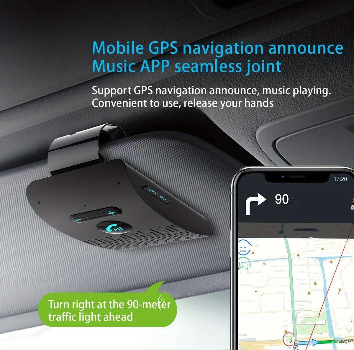 Wireless Bluetooth Hands-Free Car Kit with Sun Visor Speakerphone for Multi-Point Calls