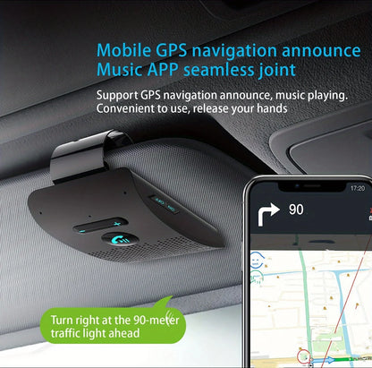 Wireless Bluetooth Hands-Free Car Kit with Sun Visor Speakerphone for Multi-Point Calls