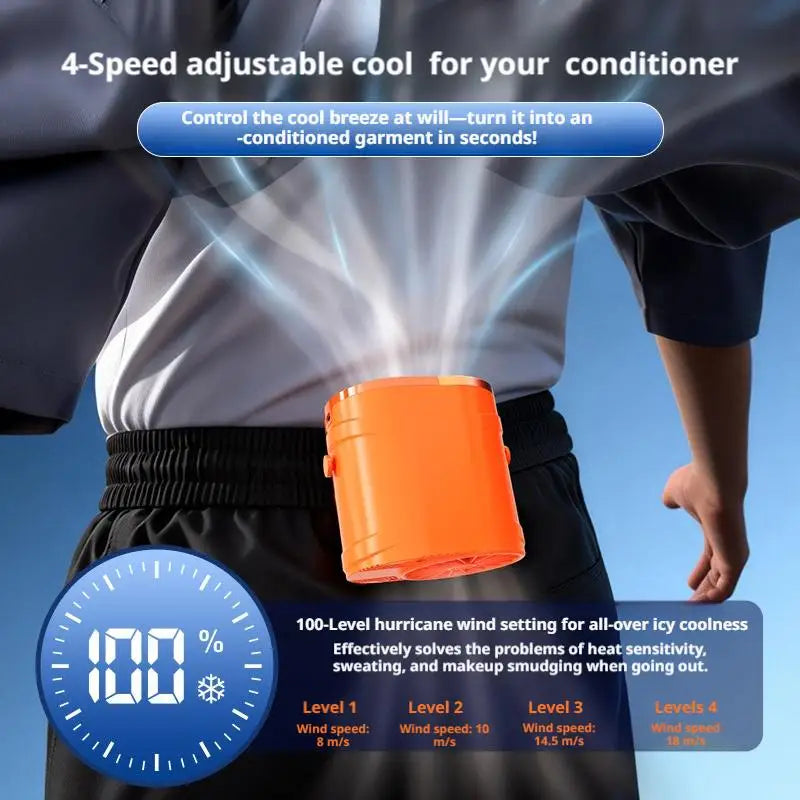 Portable Waist Mounted Fan Semiconductor Cooling Personal Air Conditioner 3000mAh Turbo Outdoor Working Cooling Fan
