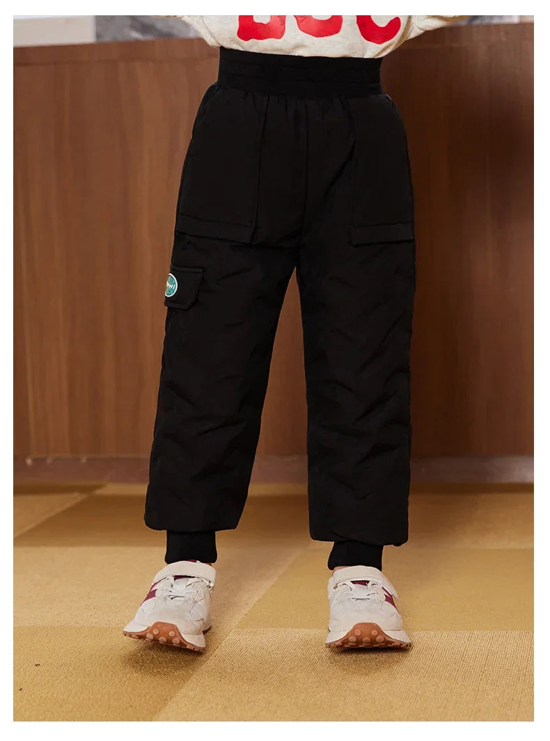 90% White Duck Down Kids Pants 2024 Winter Boys and Girls Thick Padded Trousers Children Warm Thermal Wind-Proof Sweatpants
