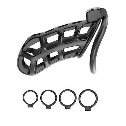 Male Chastity Cage Penis Lock Resin Chastity Breathable Cock Ring with 4 Rings Penis Fetish Restraint Sexy Adult Toys for Men