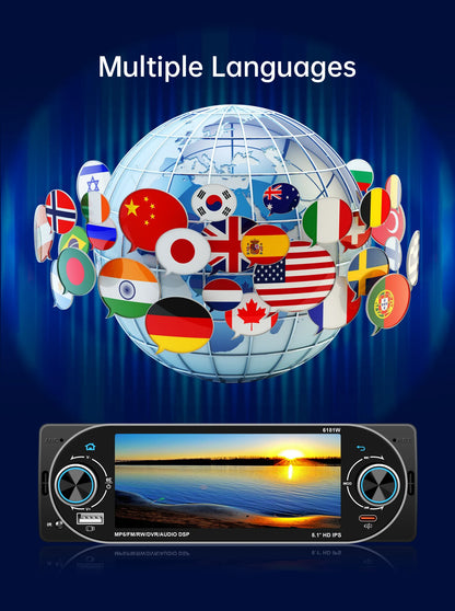 5.1Inch 1Din Car Radio MP5 IPS HD Player Support Wireless Carplay Android Auto Bluetooth FM AM RDS Stereo USB WIFI Video Player