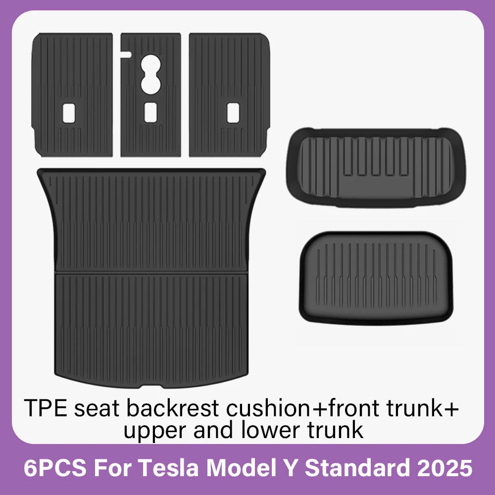 TPE Car Floor Mats for New Tesla Model Y Standard 2025+ Waterproof Cargo Liner Non-Slip Trunk Mats Foot Pads Luggage Mat ModelY