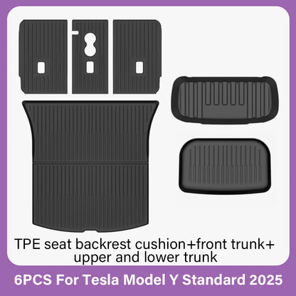 TPE Car Floor Mats for New Tesla Model Y Standard 2025+ Waterproof Cargo Liner Non-Slip Trunk Mats Foot Pads Luggage Mat ModelY