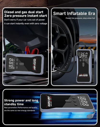 1500A Car Jump Starter Power Bank Portable 150PSI Air Pump Car Battery Emergency Boosters Starting Device Car Starter 2025