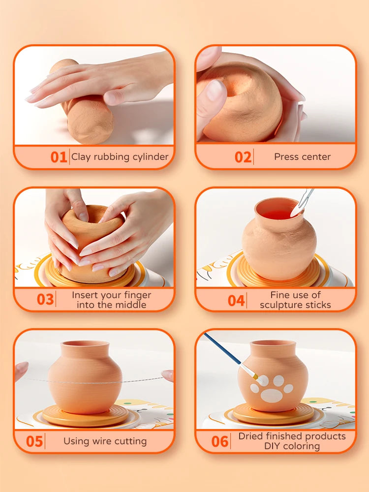 Kids Air Dry Clay DIY Set Creative Supplies Modeling Kit with Paints Non-Toxic Crafts Gift Educational Art Toys for 6 Year Gifts