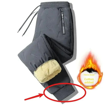 Winter Down Cotton Pants Men Casual Waterproof Zipper Pocket Thickened Wool Warm Pants Jogger Outdoor Cold-proof Ski trousers
