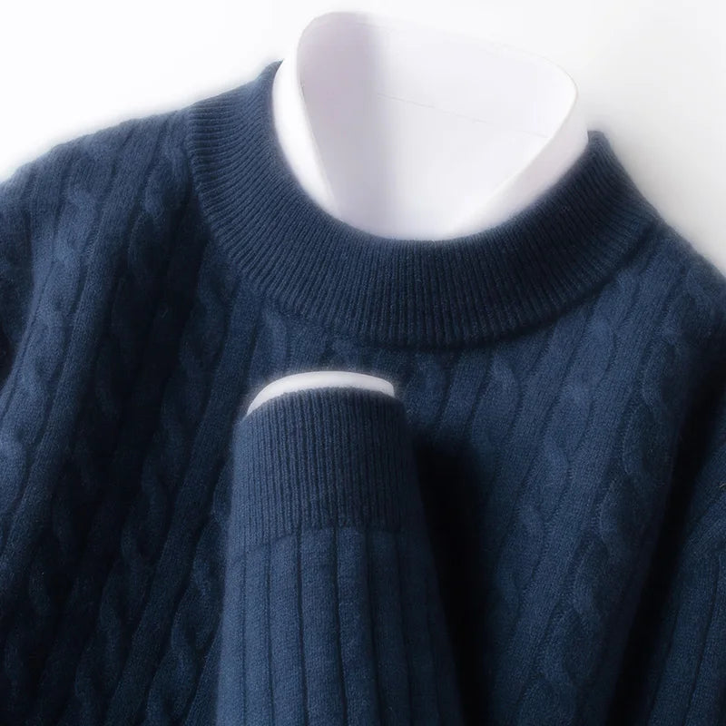 100% Australian Merino Wool Sweater Men's, 410g Thickened Anti-Pilling, Old Money Style, 4 Colors