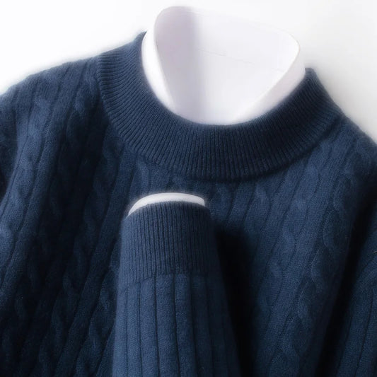 100% Australian Merino Wool Sweater Men's, 410g Thickened Anti-Pilling, Old Money Style, 4 Colors