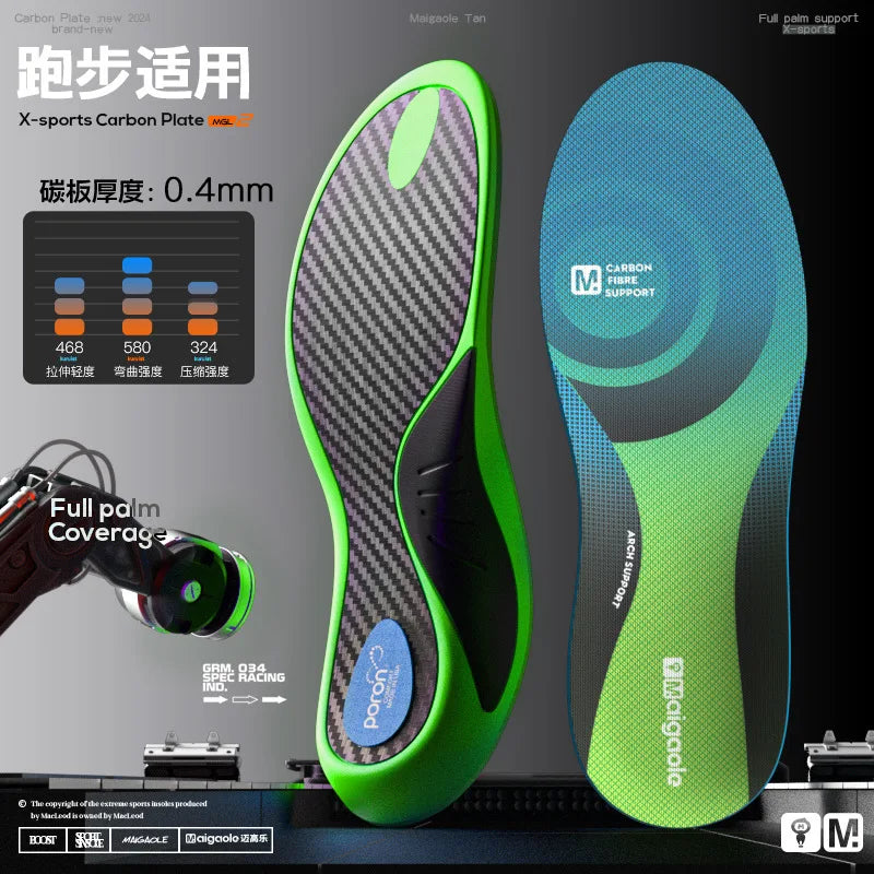 Arch Support Insole Orthotic Arch Lift Heightening Sports Shoes Men Women Breathable Shock Absorption Anti-Odor Carbon Fiber...
